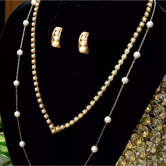 ELEGANT VINTAGE FX PEARL JEWELRY SIGNED NAPIER NECKLACE EARRINGS PIN BROOCH LOT - Picture 12 of 16